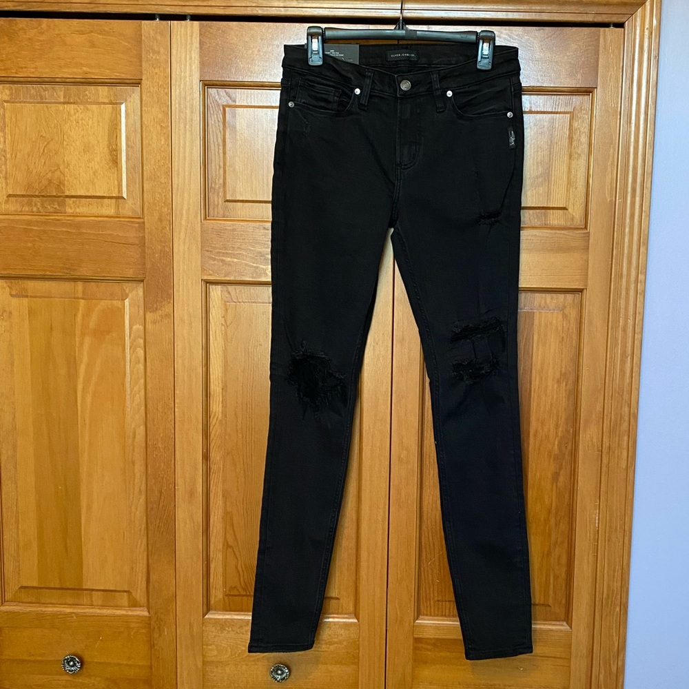 Silver Jeans Women Skinny Jeans, 29Waist, 31 Long, Black